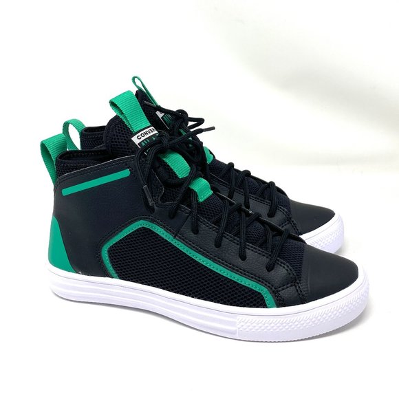 Converse Shoes - Converse Women's Size 7 170144C CTAS ULTRA MID Black Mesh Green Leather Sneakers